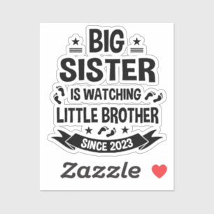 Die kleine Schwester kümmert sich um den großen Br Aufkleber
