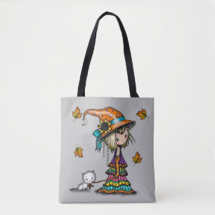 Die kleine wandernde Hexe und Katze Halloween Kuns