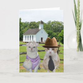 Die kleinen Katzen, die wollten, um zur Kirche Feiertagskarte