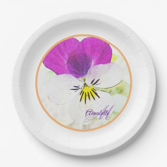 Die kleinste Blume - Viola Monogram Pappteller (Vorderseite)