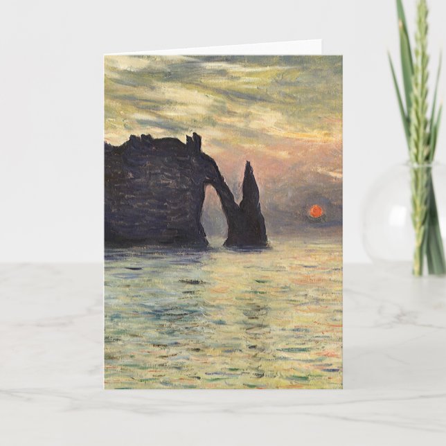 Die Klippe Etretat, Sonnenuntergang von Claude Mon Karte (Vorderseite)