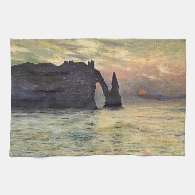 Die Klippe Etretat, Sonnenuntergang von Claude Mon Küchentuch (Horizontal)