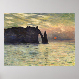 Die Klippe Etretat, Sonnenuntergang von Claude Mon Poster