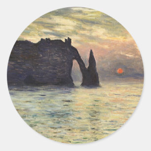 Die Klippe Etretat, Sonnenuntergang von Claude Mon Runder Aufkleber