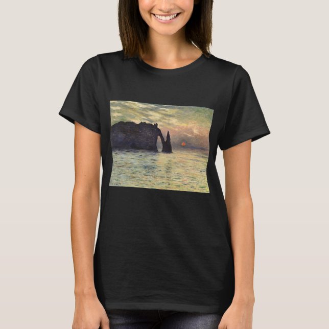 Die Klippe Etretat, Sonnenuntergang von Claude Mon T-Shirt (Vorderseite)