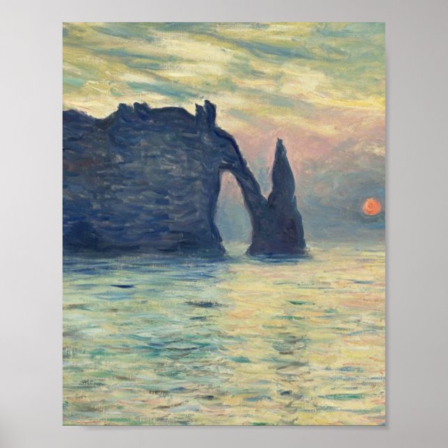 Die Klippe Etretat Sonnenuntergang von Claude Mone Poster (Vorne)