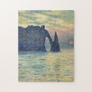 Die Klippe Etretat Sonnenuntergang von Claude Mone Puzzle