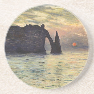 Die Klippe von Etretat, Sonnenuntergang von Claude Sandstein Untersetzer