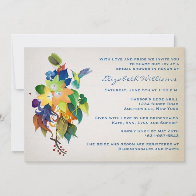 Die Kolibri-Brautparty-Einladung Einladung (Vorderseite)