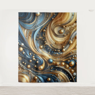 Die Kombination aus Blau und Gold in abstrakten We Wandteppich