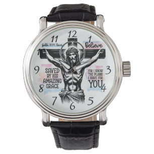 Die komplizierte Darstellung Jesu auf dem Kreuz Armbanduhr