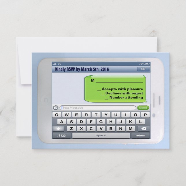 DIE KOMPULSIVE TEXTER-Bar BAT Mitzvah-Antwortkarte RSVP Karte (Vorderseite)