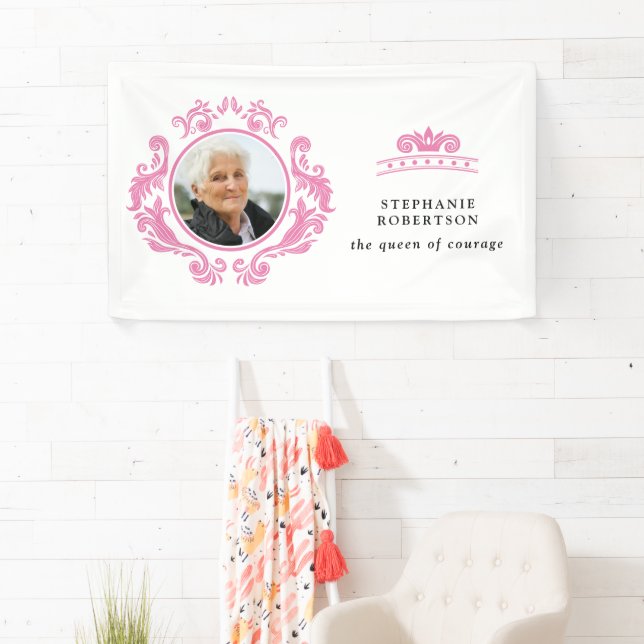 Die Königin der Brustkrebskrankheit Pink Foto Name Banner (Insitu)