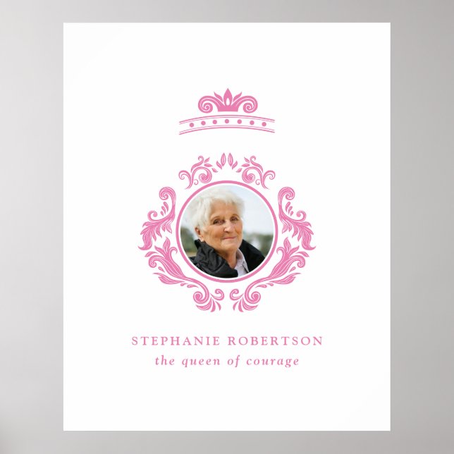 Die Königin der Brustkrebskrankheit Pink Foto Name Poster (Vorne)