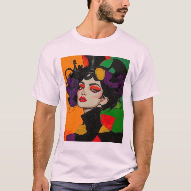 Die Königin der Gambits, Glam Schach mit faulen Au T-Shirt (Vorderseite)