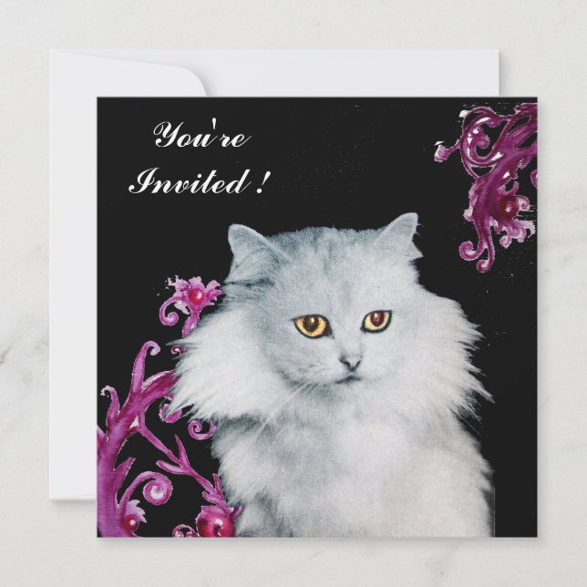 DIE KÖNIGIN DER WEISSEN KATZEN, Rot, Schwarz Einladung (Vorderseite)