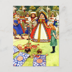 Die Königin des Herzens und der Alice im Wunderlan Postkarte