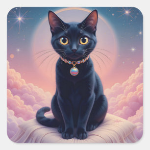 Die Königin des schwarzen Katzenhimmels Quadratischer Aufkleber