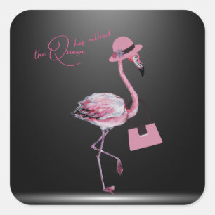 Die Königin hat den klassischen Chic Pink Flamingo Quadratischer Aufkleber