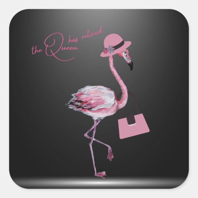 Die Königin hat den klassischen Chic Pink Flamingo Quadratischer Aufkleber (Vorderseite)