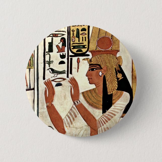 Die Königin Nefertari in der Gebets-Position durch Button (Vorderseite)