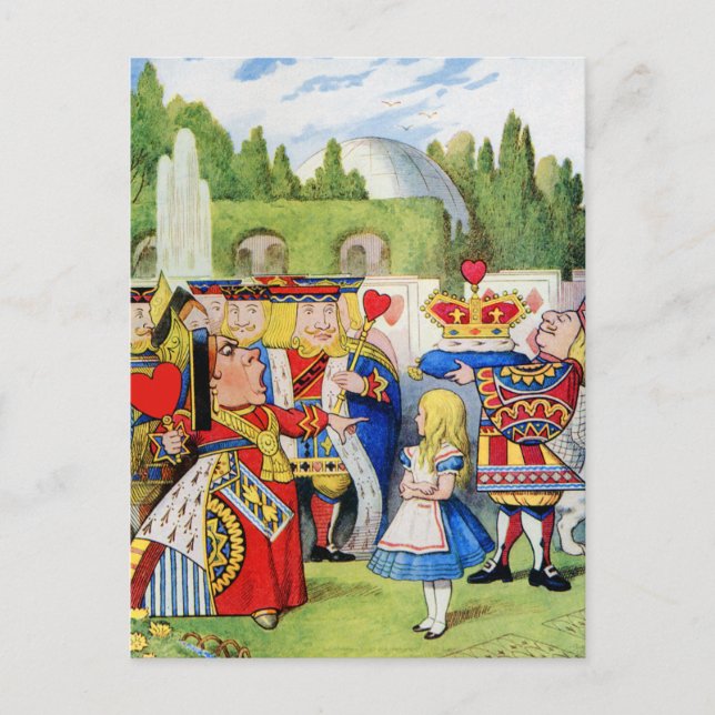 DIE KÖNIGIN VON HERZEN UND ALICE IM WUNDERLAND POSTKARTE (Vorderseite)