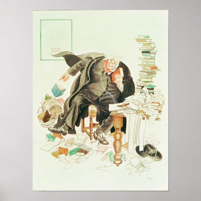 Die Kontur des satirischen Cartoon der Sanität Poster (Vorne)