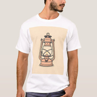 Die Kontur einer traditionellen Kerosin-Lampe, der T-Shirt