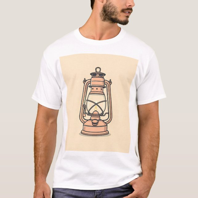 Die Kontur einer traditionellen Kerosin-Lampe, der T-Shirt (Vorderseite)