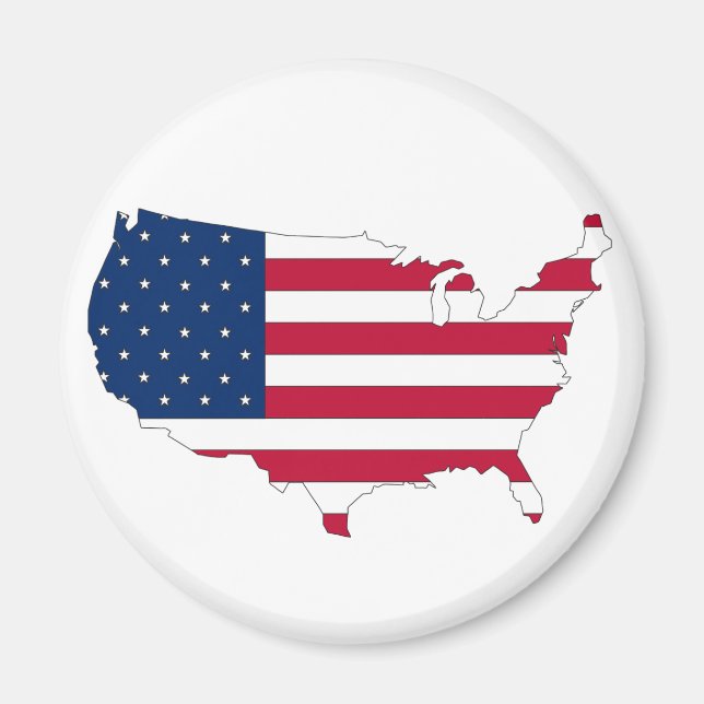 Die Kontur USA mit Flaggen gefüllt Magnet (Vorne)