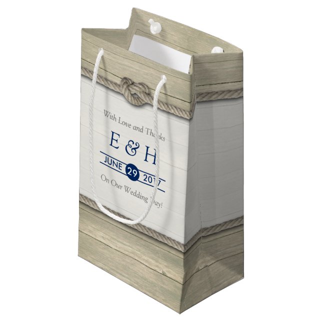 Die Kopplung der bekannten rustikalen Hochzeit Kleine Geschenktüte (Vorderseite Schrägansicht)