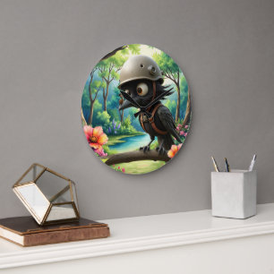 Die Krähe, die Flugtipps von einer Schnecke annahm Große Wanduhr