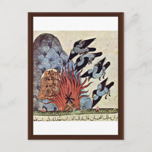 Die Krähen falten ihre Flügel, während das Feuer b Postkarte