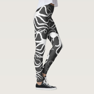 Die Kraken-Weiß des Amys auf Grau - Leggings