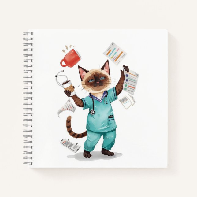 Die Krankenschwester hat eine Kaffeepause für Katz Notizbuch (Vorderseite)