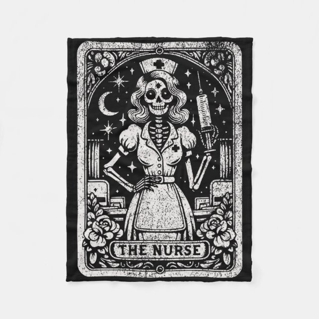 Die Krankenversicherung Skeleton Tarot Card Die so Fleecedecke (Vorderseite)