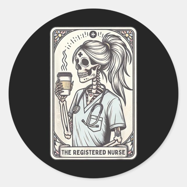 Die Krankenversicherungskarte Skelett Rn Nursin Ta Runder Aufkleber (Vorderseite)