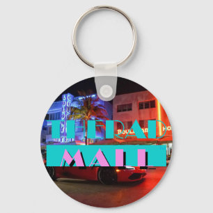Die Krasse Mall "MIAMI: Nacht" Button-Stil Schlüs Schlüsselanhänger