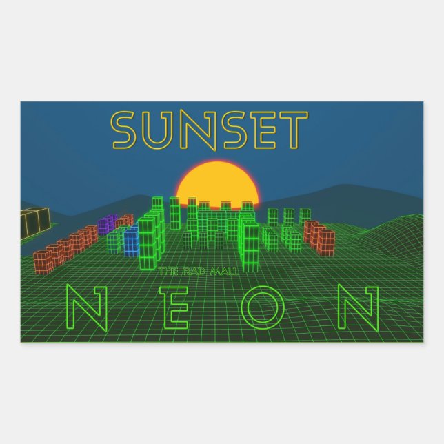 Die Krassen Mall-Sticker "SUNSET NEON" (x4) Rechteckiger Aufkleber (Vorderseite)