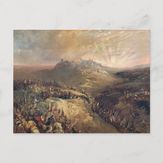 Die Kreuzfahrer vor Jerusalem Postkarte (Vorderseite)