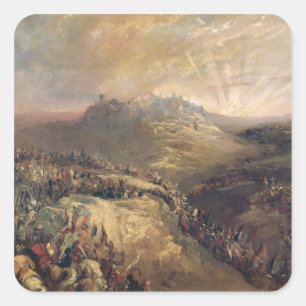 Die Kreuzfahrer vor Jerusalem Quadratischer Aufkleber