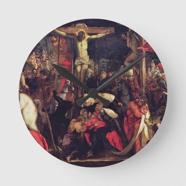 Die Kreuzigung 2 Runde Wanduhr (Vorderseite)