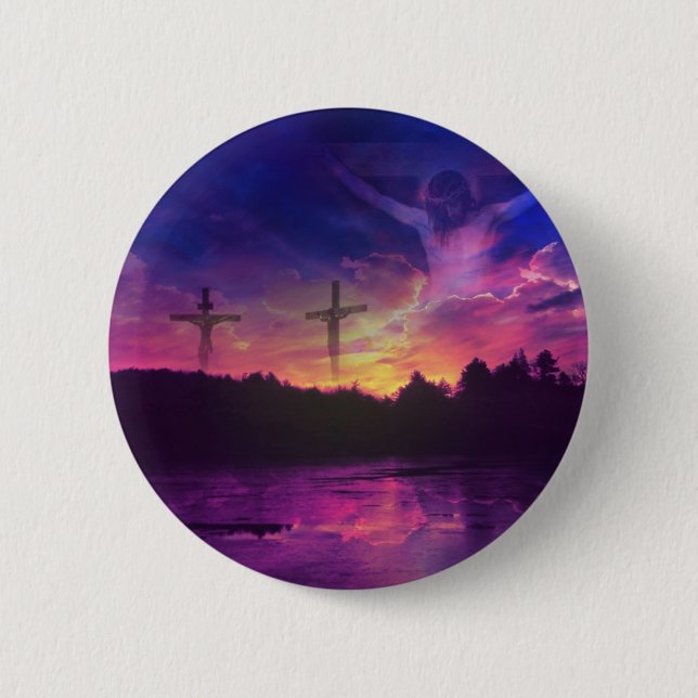 Die Kreuzigung des Jesus Christus auf dem Kreuz Button (Vorderseite)