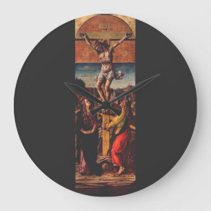Die Kreuzigung nach Carlo Crivelli Sakrale Kunst Große Wanduhr