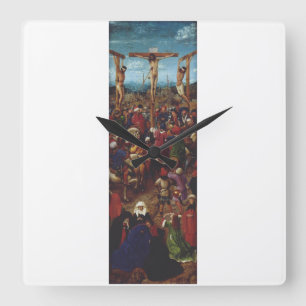 Die Kreuzigung von Van Eyck Quadratische Wanduhr