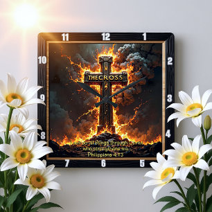 Die Kreuzsturmwolke Philipper 4:13 Vers Quadratische Wanduhr
