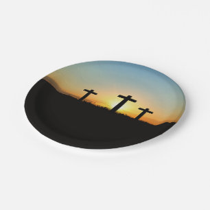 Die Kreuzungen bei Sonnenuntergang Pappteller