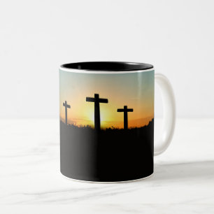 Die Kreuzungen bei Sonnenuntergang Zweifarbige Tasse