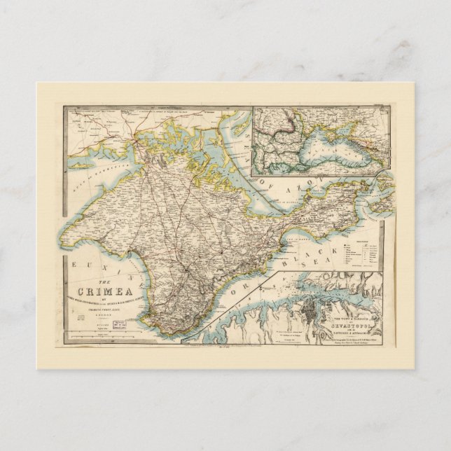 Die Krim (Ukraine) Sewastopol Region Karte 1855 (Vorderseite)