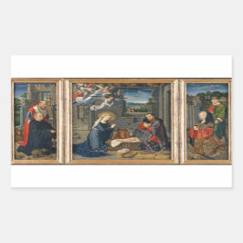 Die Krippe mit Spendern und Heiligen Rechteckiger Aufkleber